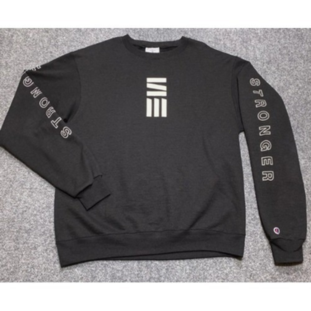 Champion Sweatshirt Mens Medium Black Stronger Crewneck Pullover Athletic Eco